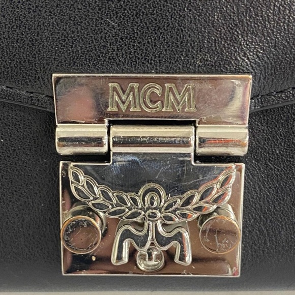 MCM Leather Crossbody Clutch Black Box Dust Bag Cards - Picture 5 of 15